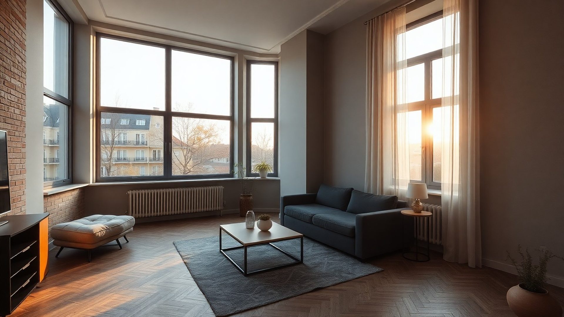 Wnętrze apartamentu w tonacji łupkowej i bieli w Bydgoszczy